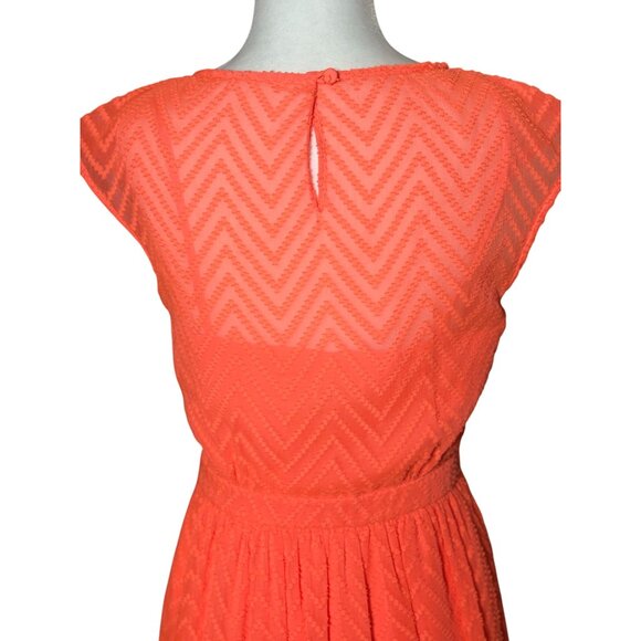 J.Crew Neon Orange Sleeveless chiffon Womens 4 Mini Dress in zigzag Beach Style - Picture 12 of 12